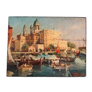 J Colombini Oil Painting Print On Board Nice Signed